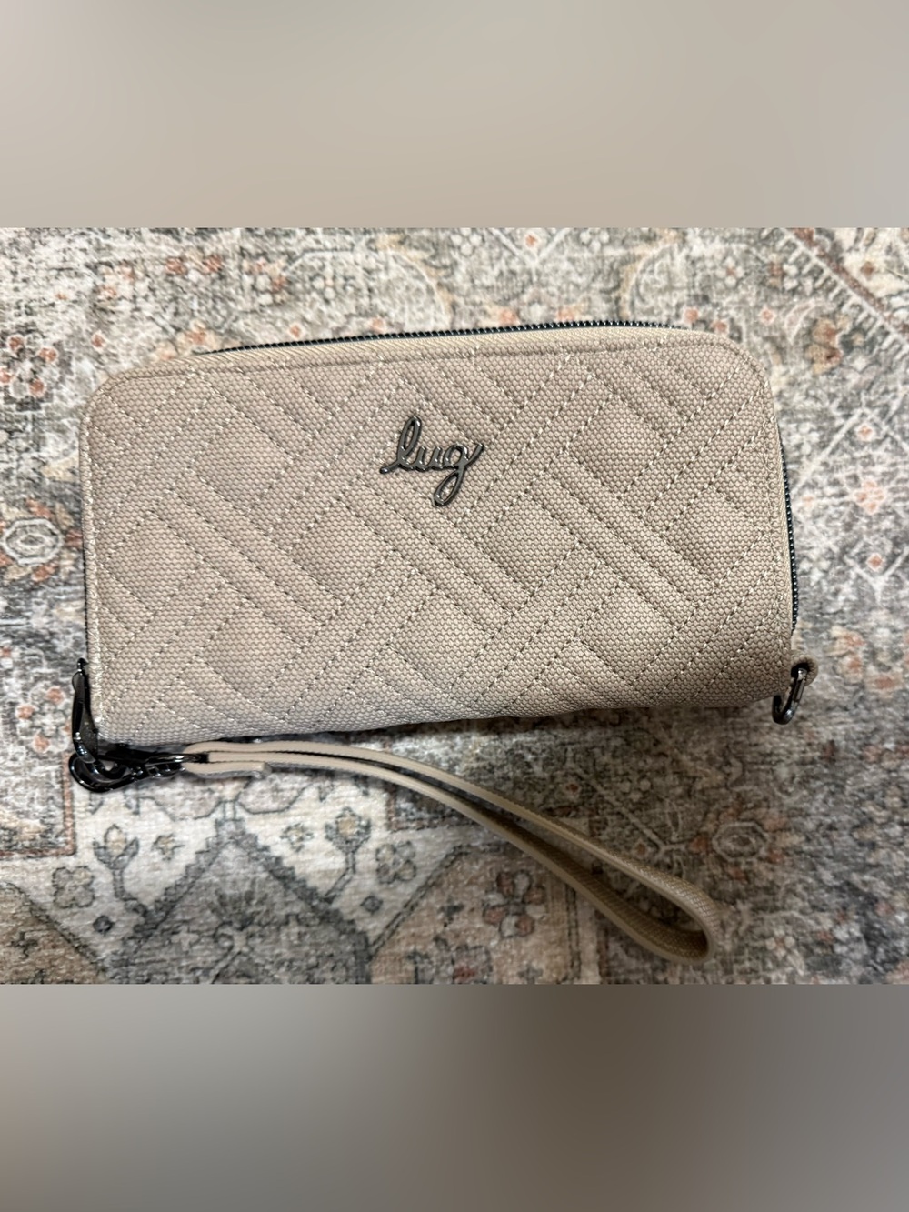 Lug Whirly Quilted Wristlet Wallet in Sand color